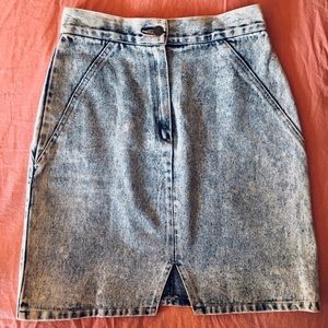 Vintage 80s High Waist Acid Wash Denim Skirt